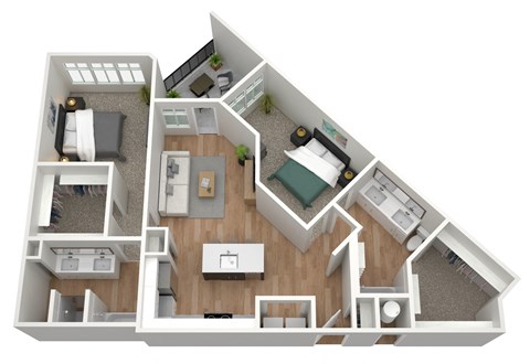 Floor plan for 2 beds, 2 baths, 1248 sqft
